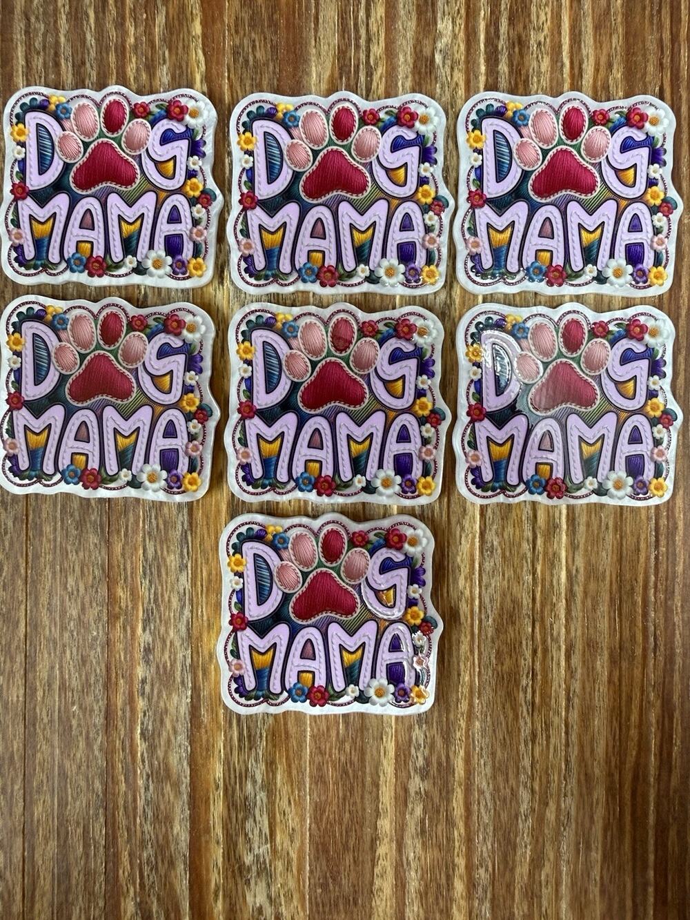 7 Pc Dog Mama Acrylic Flatbacks